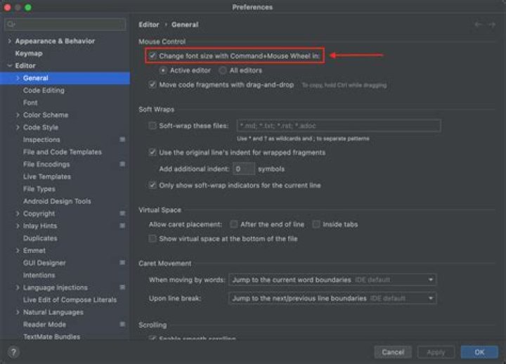 IntelliJ how to zoom in / out