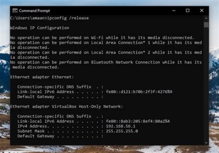 ipconfig /release not working, why?