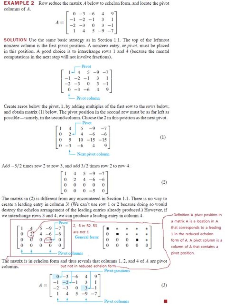 Is it okay to determine pivot positions in a matrix in echelon form, not in reduced echelon form?
