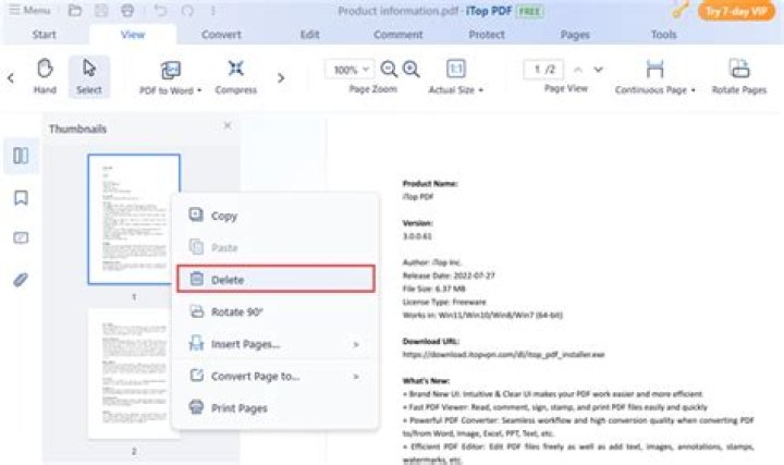 Is it possible to delete some pages of a pdf document?