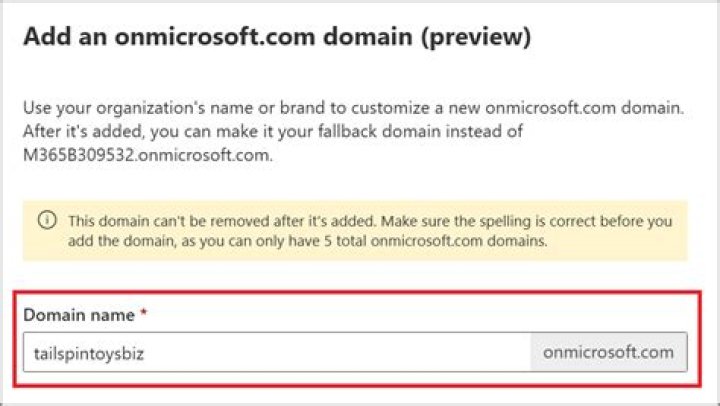Is it possible to rename a onmicrosoft.com domain?