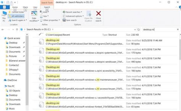 Is it safe to delete desktop.ini files from my desktop?