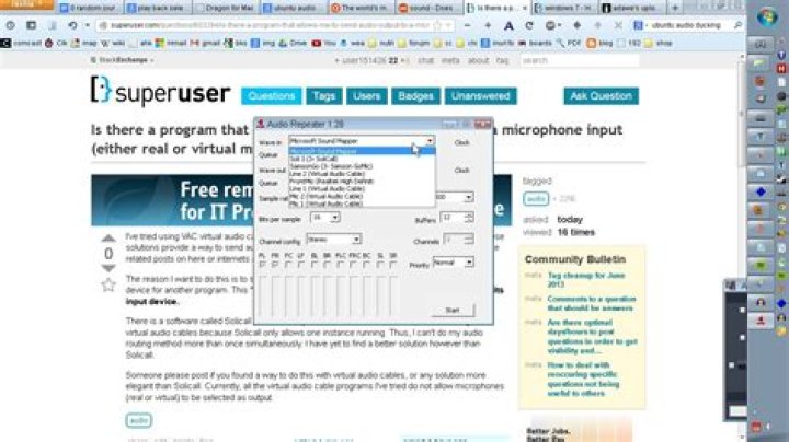 Is there a program that allows me to send audio output to a microphone input (either real or virtual microphone)?
