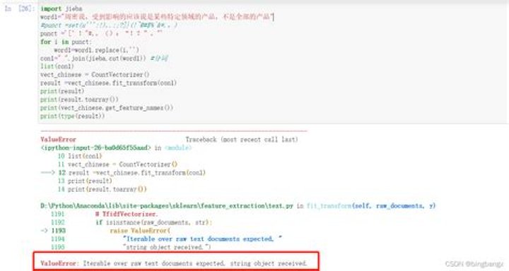 Iterable over raw text documents expected, string object received