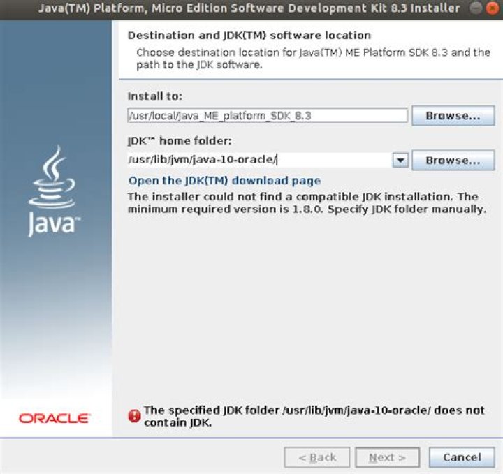 JDK not found when installing Java ME SDK on Ubuntu 18.04