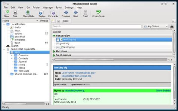 kontact and kmail failure: akonadi personnal inforamtion management service is not operational