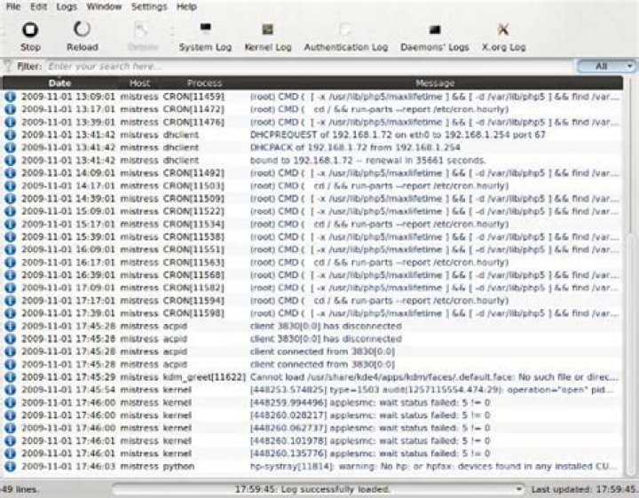 KSystemLog Screenshot