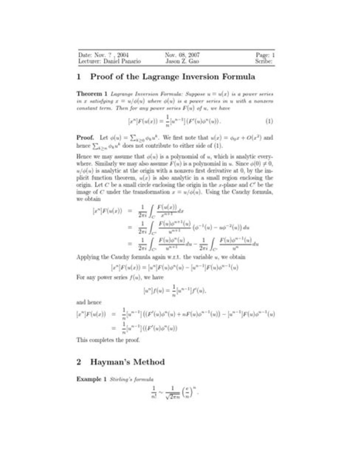 Lagrange Inversion Theorem Proof
