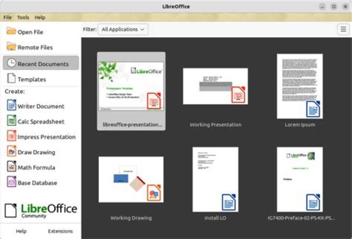LibreOffice Start page