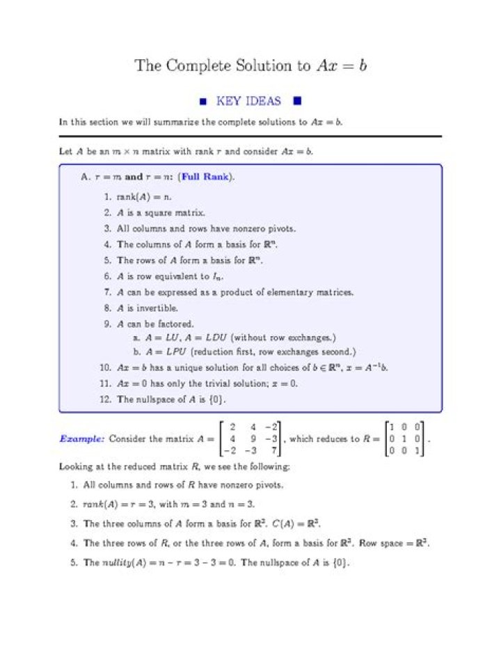 Linear Algebra - Complete solution for Ax = b