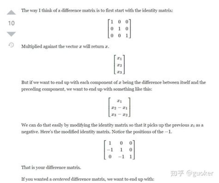 Linear Algebra: Difference Matrix