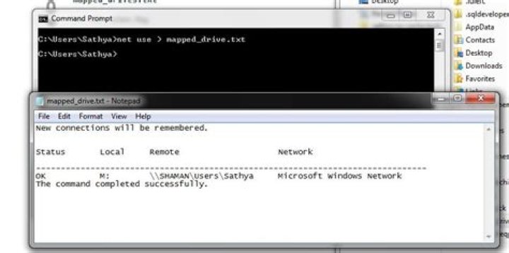 List mapped network drives from the command line to text file