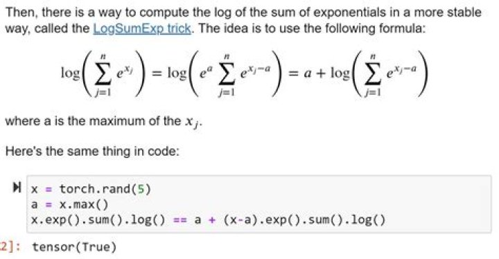 log of summation expression
