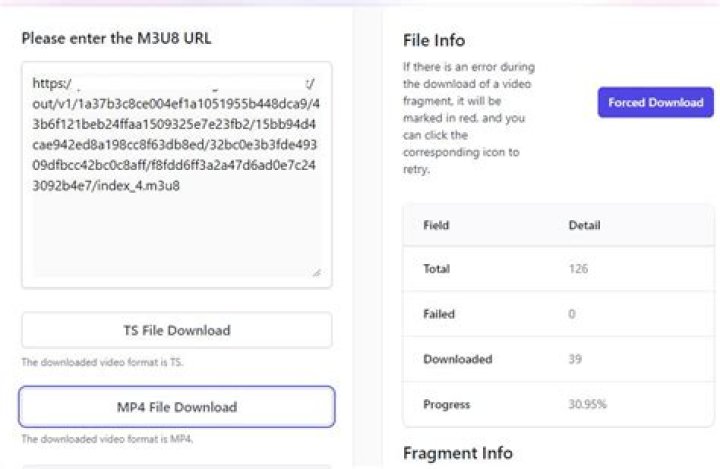 m3u8 to mp4 lossless conversion with VLC or any other free software on Windows