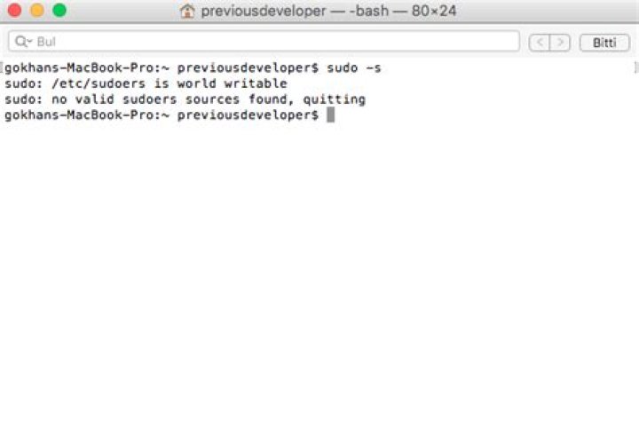 Mac OSX no valid sudoers sources found