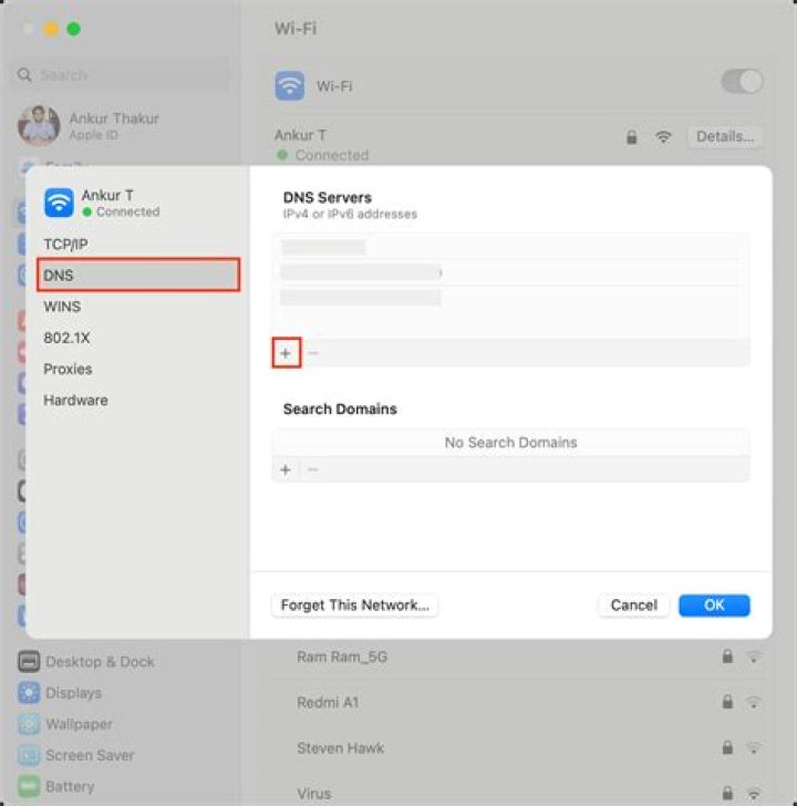 macOS - Where are the default DNS settings for each network interface defined?