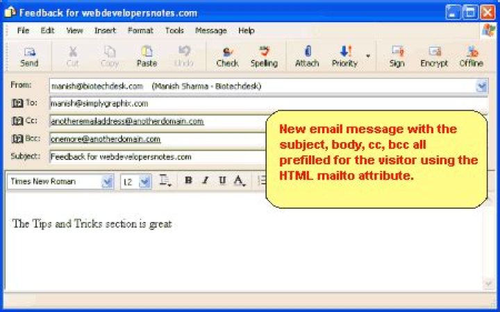 mailto link with HTML body
