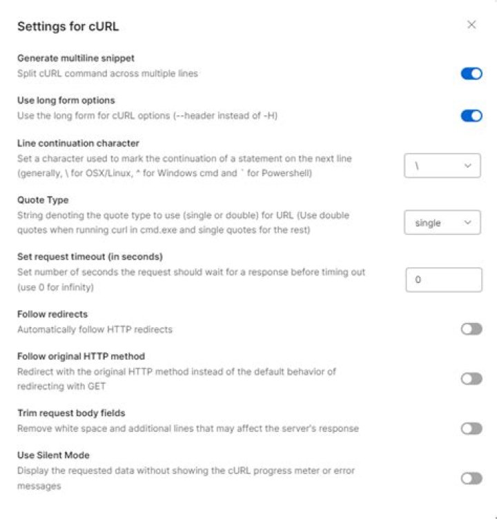 Manual set parameters for POST-request over curl
