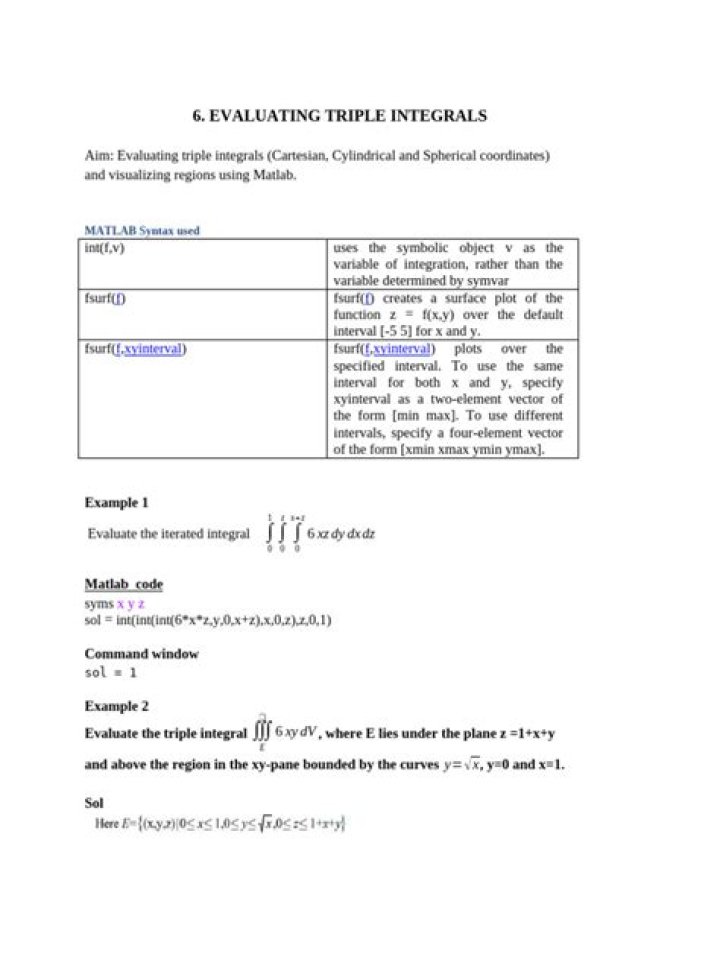 MATLAB Code for triple integral