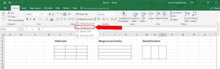 Merging cells accross multiple rows in Excel