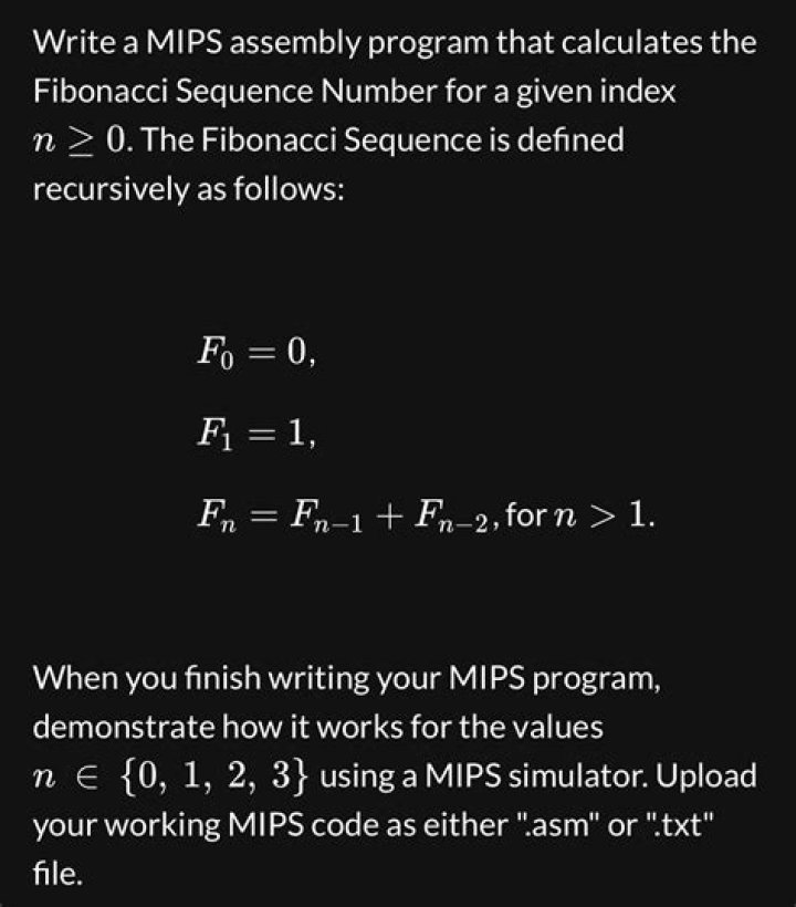 MIPS Recursive Fibonacci Sequence