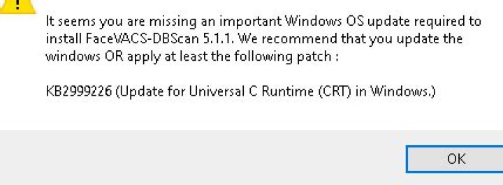 Missing certain update (KB2999226 - aka UCRT) on Windows 10