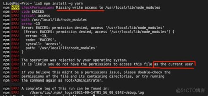 Missing write access to /usr/local/lib/node_modules