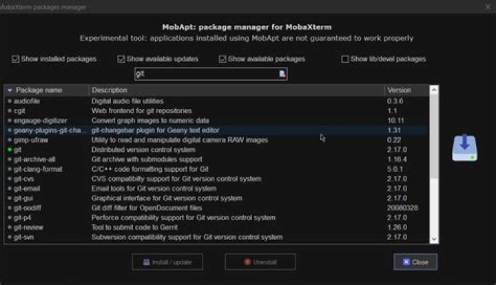 MobApt package manager for MobaXterm