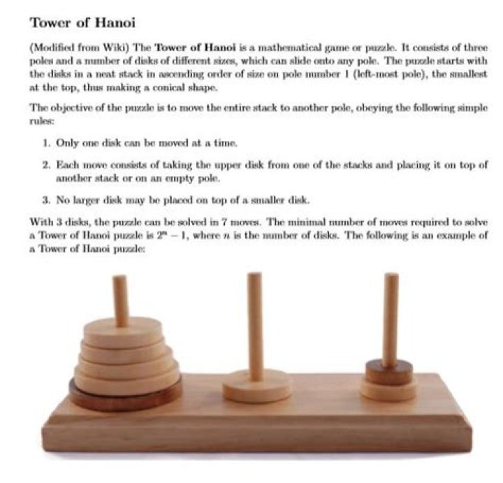 Modified tower of hanoi
