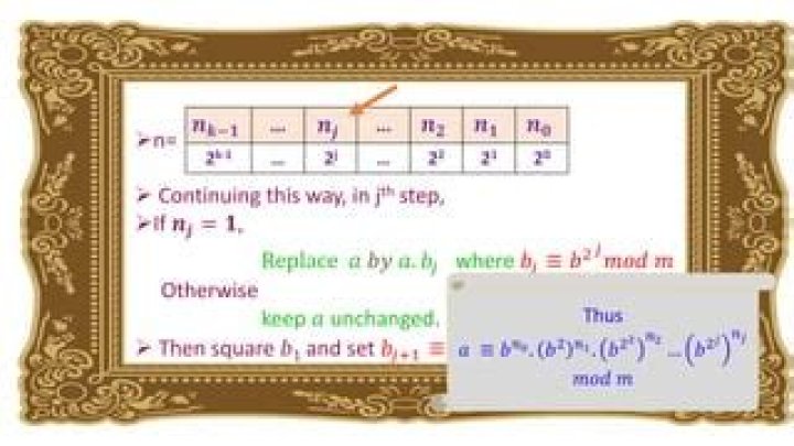 Modular exponentiation by repeated squaring