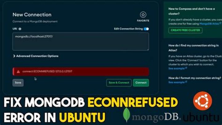 Mongodb error showing 'MongoNetworkError: connect ECONNREFUSED 127.0.0.1:27017' in Ubuntu 20.04.3 (Focal)