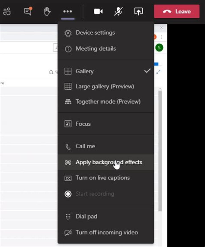 MS Teams: show background effects option not available