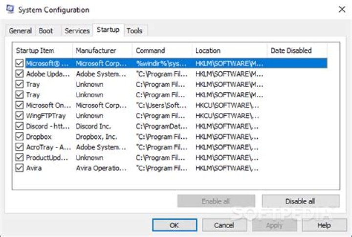 msconfig screenshot