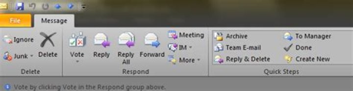 My outlook 2010 ribbon does not have the vote buttons how do I get the vote commands to show