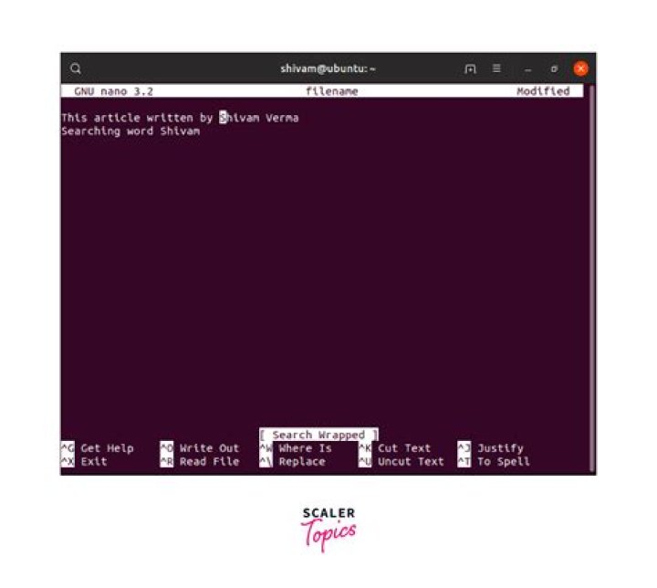Nano text editing