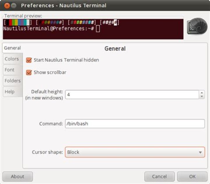Nautilus preferences window