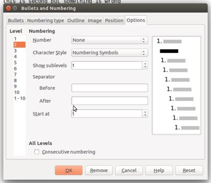 need help with numbering in libreoffice