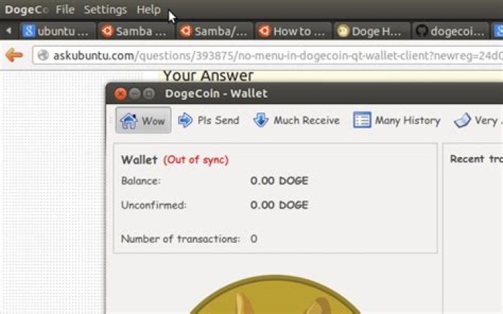 no menu in dogecoin-qt wallet client