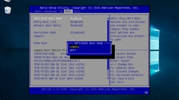 No option in Toshiba BIOS for UEFI to CMS. system BIOS version 1.10 EC version 1.0