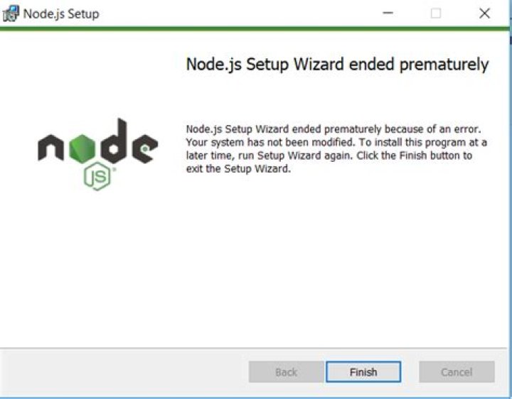 node.js Setup Wizard ended prematurely