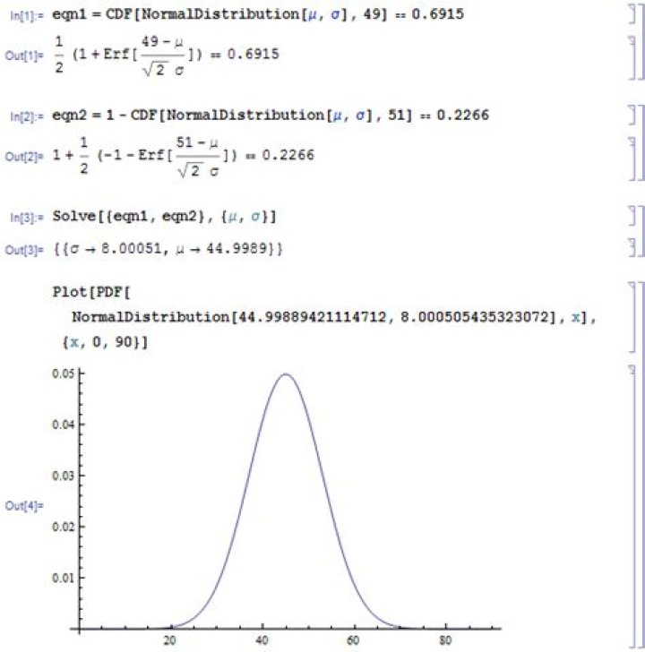 Normal distribution, how to calculate $\mu$ and $\sigma$