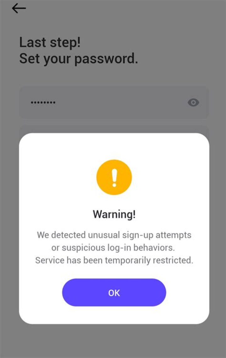 not able to create account
