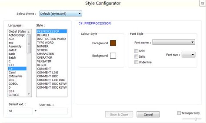 Notepad++ - setup one font for programming and another for txt files