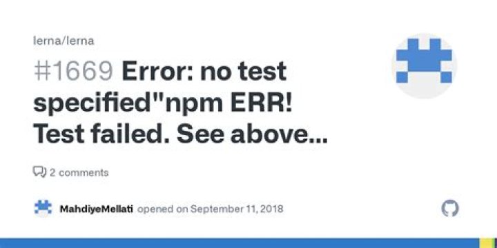 NPM ERR! Test failed - Not able to run test