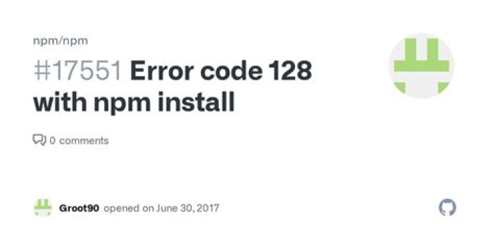 npm install error code 128