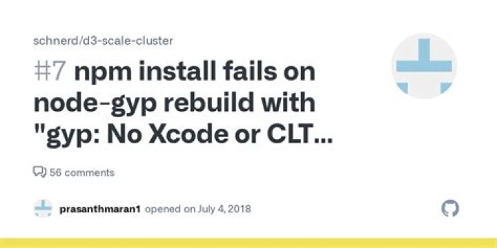 `npm install` fails on node-gyp rebuild with `gyp: No Xcode or CLT version detected!`