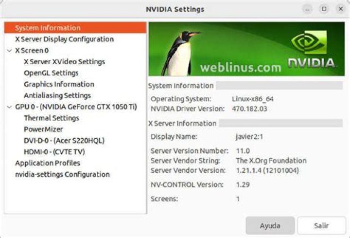 NVIDIA X Server settings