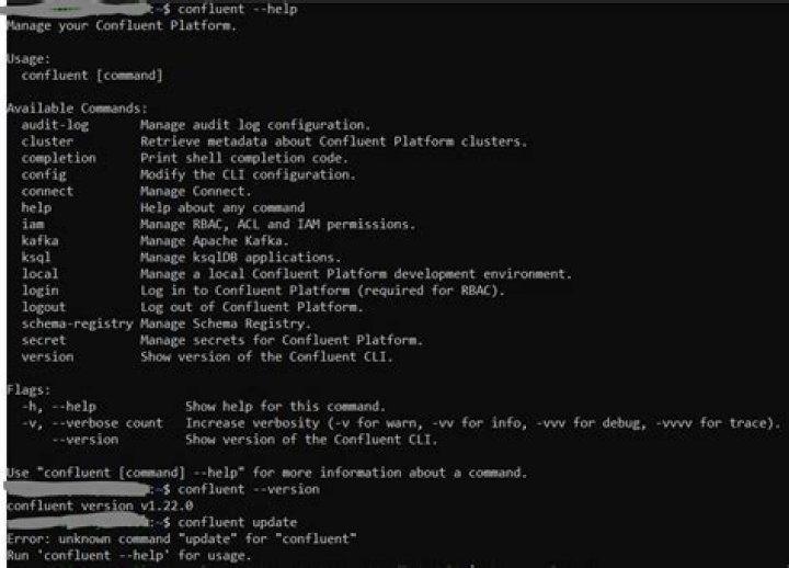 Older Confluent CLI didn't support confluent update command