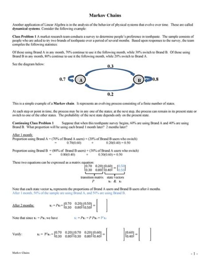 On the relationship between linear algebra and Markov chains