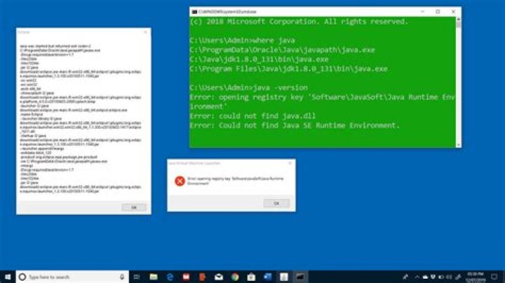 On Windows, why java -version return Error: opening registry key 'Software\JavaSoft\Java Runtime Environment'?